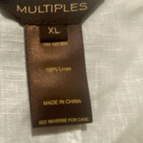 100% Linen White Crop Blazer Jacket XL Open Front Coastal Chic Quiet Luxury - Picture 6 of 13